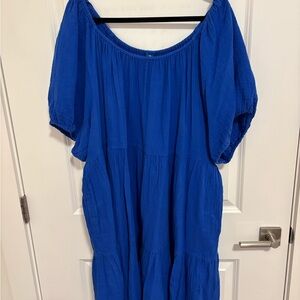 Blue Off-Shoulder Dress